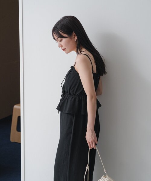 kastane ブラックチェック サロペット Kastane（カスタネ）の「シャーリングチェックサロペット