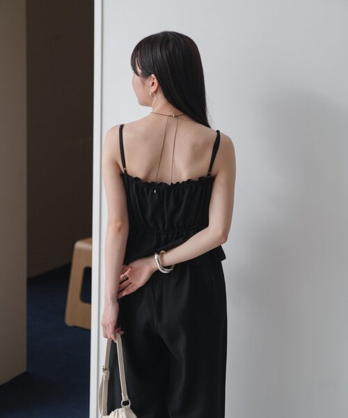Kastane ペプラムキャミサロペット　0サイズ　チェック柄 低身長サイズ/2サイズ展開/無地&チェック】ペプラムキャミ