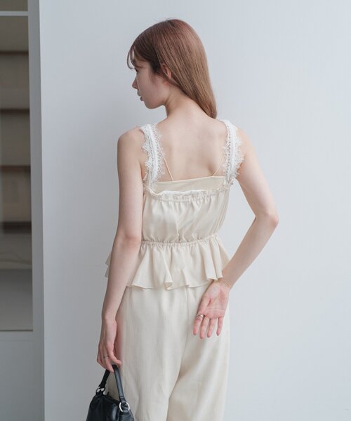 【新品】Kastane ペプラムキャミサロペット カスタネ　未使用　サイズ1 低身長サイズ/2サイズ展開/無地&チェック】ペプラムキャミ