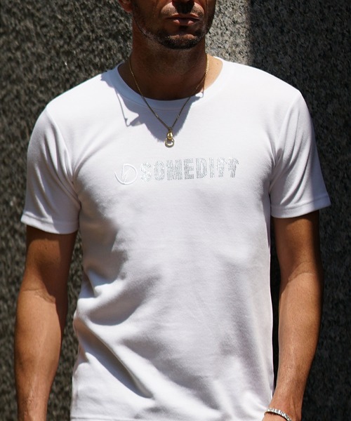 SOMEDIFF(サムディフ)の「ラインストーン刺繍半袖Tシャツ メンズ カットソー クルーネック サムディフ SOMEDIFF ホワイト ブラック 白 黒(Tシャツ/カットソー・メンズ・ブラック/ホワイト・L/M/XL)」の7枚目の写真