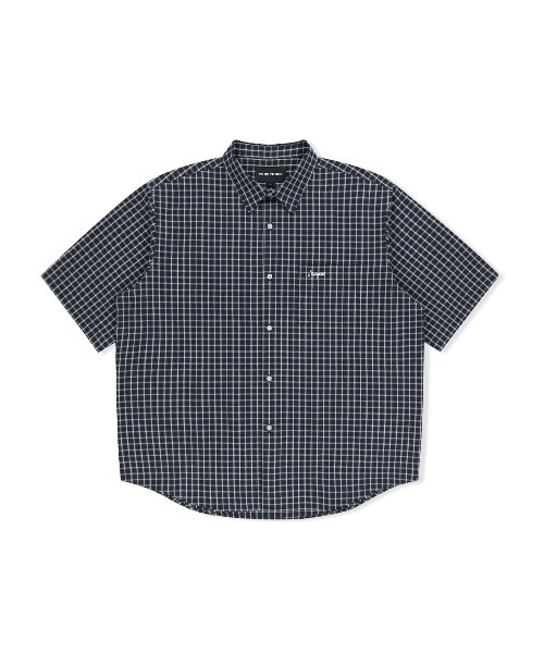 YESEYESEE（イエスアイシー）の「SN-Logo Short Sleeve Check Shirt（シャツ/ブラウス・メンズ・マルチ/ネイビー/ライトブルー・S/XL/M/L）」の2枚目の写真