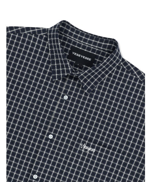 YESEYESEE（イエスアイシー）の「SN-Logo Short Sleeve Check Shirt（シャツ/ブラウス・メンズ・マルチ/ネイビー/ライトブルー・S/XL/M/L）」の19枚目の写真