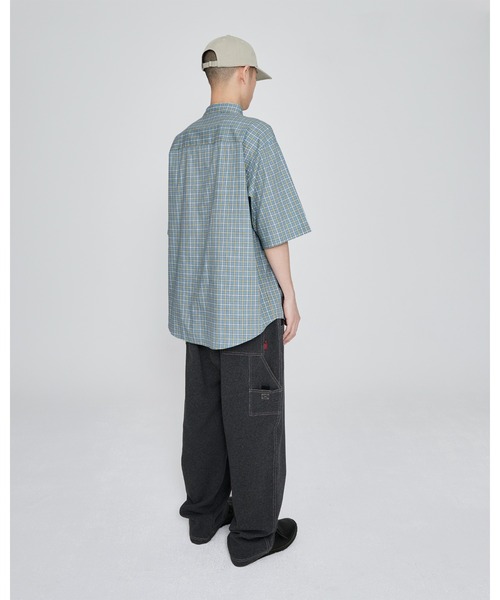 YESEYESEE（イエスアイシー）の「SN-Logo Short Sleeve Check Shirt（シャツ/ブラウス・メンズ・マルチ/ネイビー/ライトブルー・S/XL/M/L）」の7枚目の写真