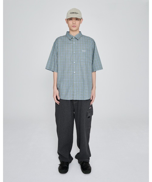 YESEYESEE（イエスアイシー）の「SN-Logo Short Sleeve Check Shirt（シャツ/ブラウス・メンズ・マルチ/ネイビー/ライトブルー・S/XL/M/L）」の9枚目の写真