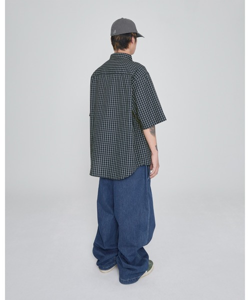 YESEYESEE（イエスアイシー）の「SN-Logo Short Sleeve Check Shirt（シャツ/ブラウス・メンズ・マルチ/ネイビー/ライトブルー・S/XL/M/L）」の11枚目の写真