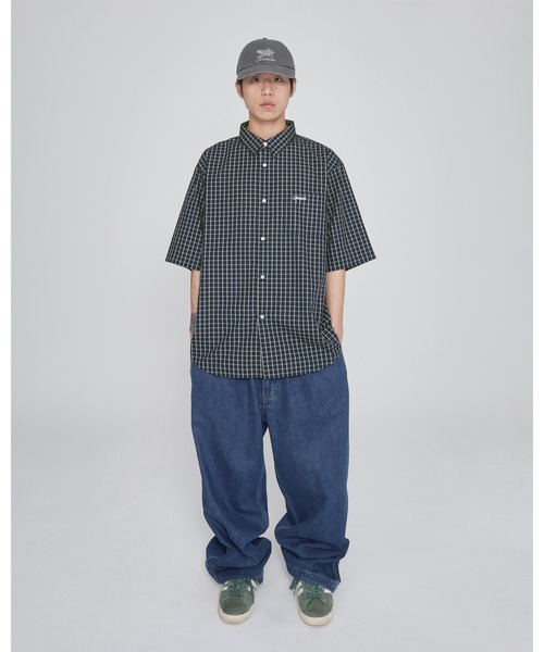 YESEYESEE（イエスアイシー）の「SN-Logo Short Sleeve Check Shirt（シャツ/ブラウス・メンズ・マルチ/ネイビー/ライトブルー・S/XL/M/L）」の12枚目の写真