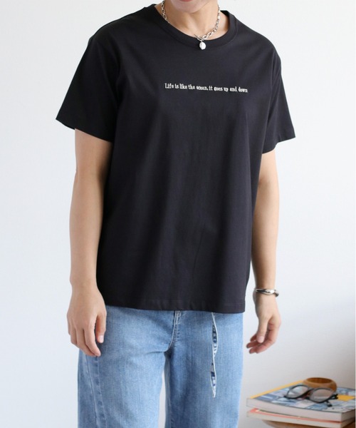 cepo(セポ)の「〈さらっと涼しい、シルキータッチ♪〉シルケットショートスリーブロゴTee(Tシャツ/カットソー・レディース・ブラック/オフホワイト/ブラウン・M)」の15枚目の写真
