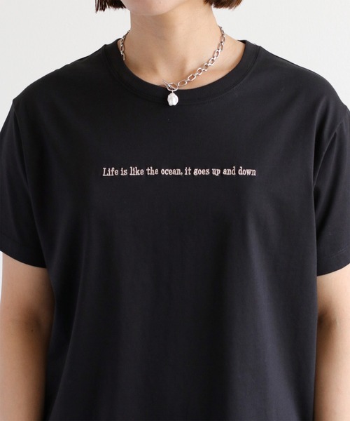cepo(セポ)の「〈さらっと涼しい、シルキータッチ♪〉シルケットショートスリーブロゴTee(Tシャツ/カットソー・レディース・ブラック/オフホワイト/ブラウン・M)」の22枚目の写真