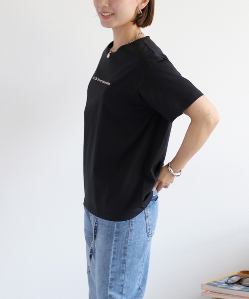cepo(セポ)の「〈さらっと涼しい、シルキータッチ♪〉シルケットショートスリーブロゴTee(Tシャツ/カットソー・レディース・ブラック/オフホワイト/ブラウン・M)」の17枚目の写真