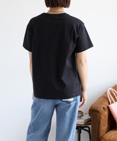 cepo(セポ)の「〈さらっと涼しい、シルキータッチ♪〉シルケットショートスリーブロゴTee(Tシャツ/カットソー・レディース・ブラック/オフホワイト/ブラウン・M)」の18枚目の写真
