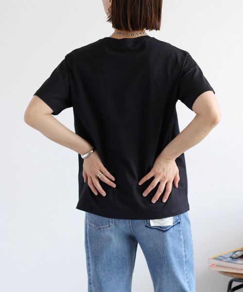 cepo(セポ)の「〈さらっと涼しい、シルキータッチ♪〉シルケットショートスリーブロゴTee(Tシャツ/カットソー・レディース・ブラック/オフホワイト/ブラウン・M)」の19枚目の写真