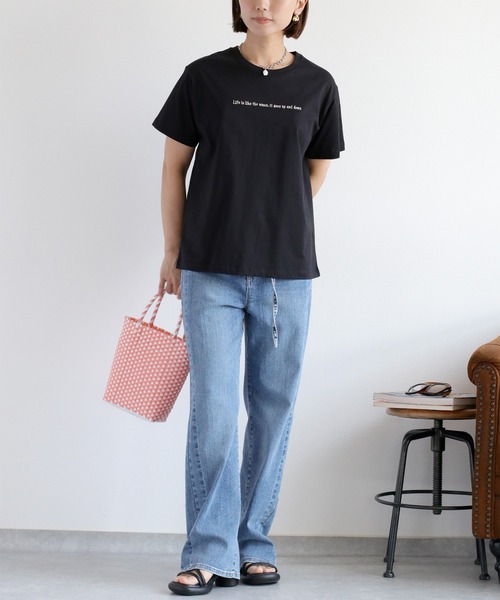 cepo(セポ)の「〈さらっと涼しい、シルキータッチ♪〉シルケットショートスリーブロゴTee(Tシャツ/カットソー・レディース・ブラック/オフホワイト/ブラウン・M)」の9枚目の写真