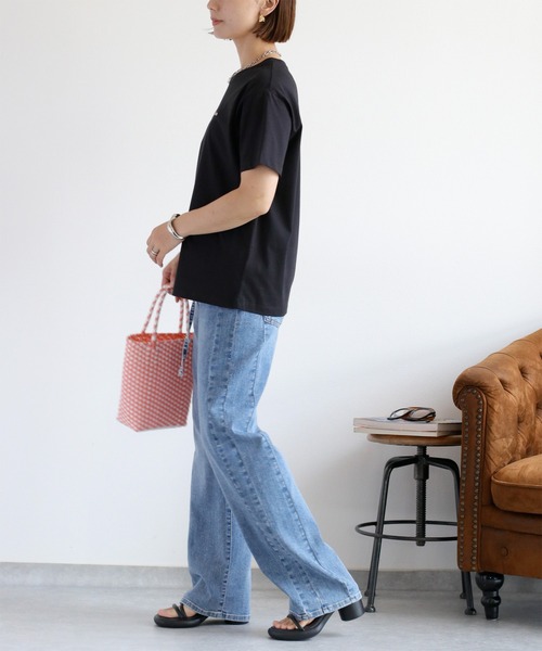 cepo(セポ)の「〈さらっと涼しい、シルキータッチ♪〉シルケットショートスリーブロゴTee(Tシャツ/カットソー・レディース・ブラック/オフホワイト/ブラウン・M)」の10枚目の写真