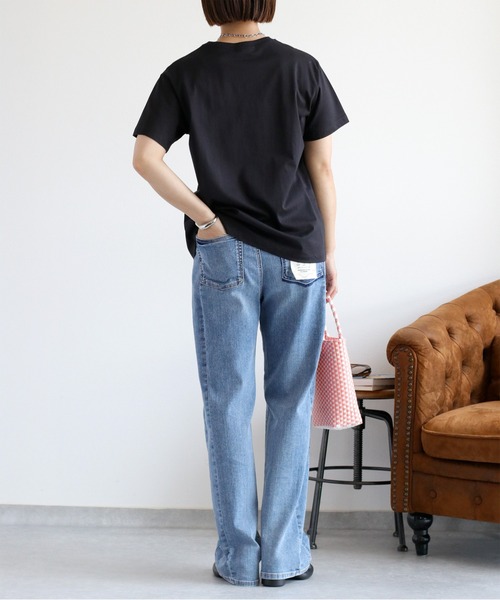 cepo(セポ)の「〈さらっと涼しい、シルキータッチ♪〉シルケットショートスリーブロゴTee(Tシャツ/カットソー・レディース・ブラック/オフホワイト/ブラウン・M)」の11枚目の写真