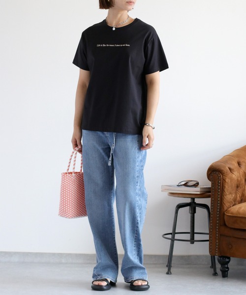cepo(セポ)の「〈さらっと涼しい、シルキータッチ♪〉シルケットショートスリーブロゴTee(Tシャツ/カットソー・レディース・ブラック/オフホワイト/ブラウン・M)」の13枚目の写真