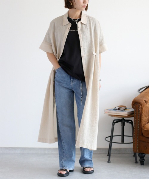 cepo(セポ)の「〈さらっと涼しい、シルキータッチ♪〉シルケットショートスリーブロゴTee(Tシャツ/カットソー・レディース・ブラック/オフホワイト/ブラウン・M)」の14枚目の写真