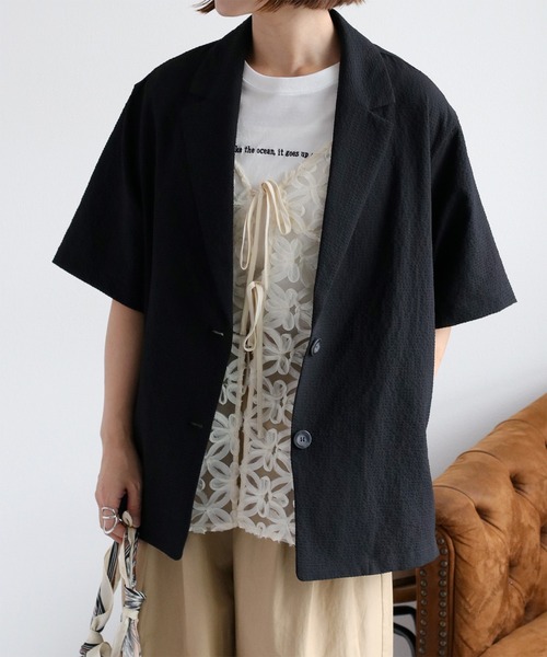 cepo(セポ)の「〈さらっと涼しい、シルキータッチ♪〉シルケットショートスリーブロゴTee(Tシャツ/カットソー・レディース・ブラック/オフホワイト/ブラウン・M)」の4枚目の写真