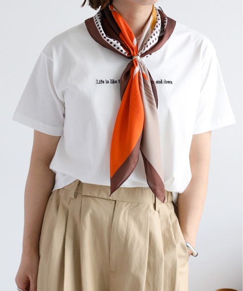 cepo(セポ)の「〈さらっと涼しい、シルキータッチ♪〉シルケットショートスリーブロゴTee(Tシャツ/カットソー・レディース・ブラック/オフホワイト/ブラウン・M)」の5枚目の写真