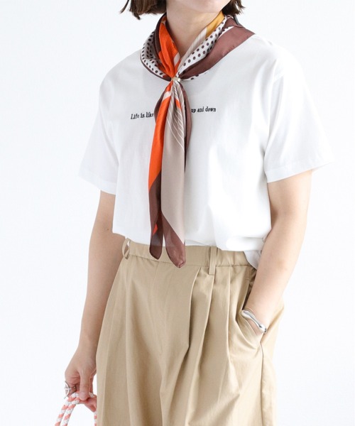 cepo(セポ)の「〈さらっと涼しい、シルキータッチ♪〉シルケットショートスリーブロゴTee(Tシャツ/カットソー・レディース・ブラック/オフホワイト/ブラウン・M)」の6枚目の写真