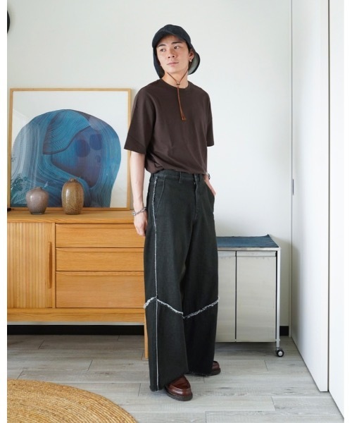 ZOZOMARKET（ゾゾマーケット）の「ZOZOMARKET by idaka-切り替えフリンジワイドデニムパンツ（デニムパンツ・メンズ・グレー・マルチサイズ）」の9枚目の写真