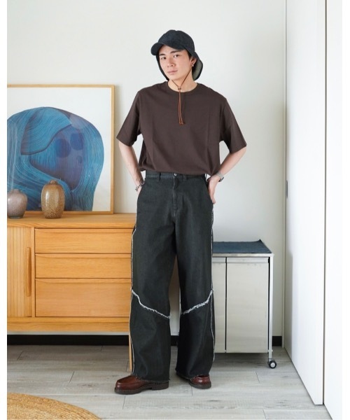 ZOZOMARKET（ゾゾマーケット）の「ZOZOMARKET by idaka-切り替えフリンジワイドデニムパンツ（デニムパンツ・メンズ・グレー・マルチサイズ）」の6枚目の写真