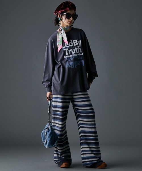 GEVS.(ジェイヴィス)の「ロゴプリントロングスリーブTシャツ<大きいサイズ有>GEVS.(Tシャツ/カットソー・レディース・チャコールグレー/ライトグレー系・5L/4L/3L/LL/L/M)」の6枚目の写真