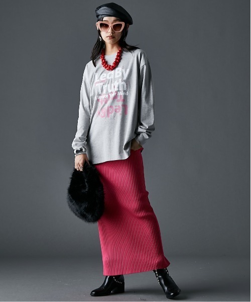 GEVS.(ジェイヴィス)の「ロゴプリントロングスリーブTシャツ<大きいサイズ有>GEVS.(Tシャツ/カットソー・レディース・チャコールグレー/ライトグレー系・5L/4L/3L/LL/L/M)」の13枚目の写真