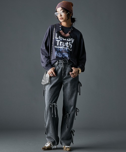 GEVS.(ジェイヴィス)の「ロゴプリントロングスリーブTシャツ<大きいサイズ有>GEVS.(Tシャツ/カットソー・レディース・チャコールグレー/ライトグレー系・5L/4L/3L/LL/L/M)」の15枚目の写真