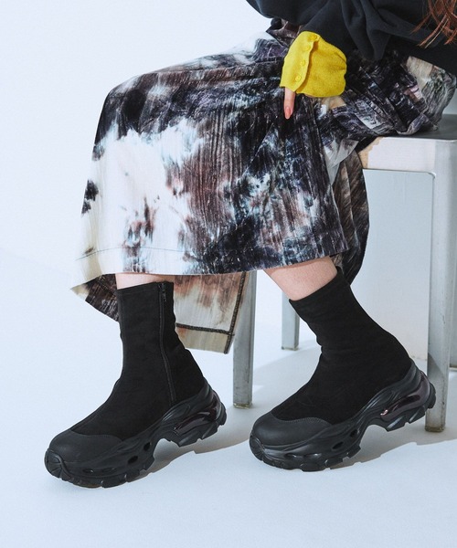 JEANASIS（ジーナシス）の「【抗菌防臭テープ付き】ストレッチクリアスニーカーブーツ/573251（ブーツ・レディース・ブラック/ブラック系その他/グレー系その他/ブラック系その他2・MEDIUM/LARGE）」の4枚目の写真