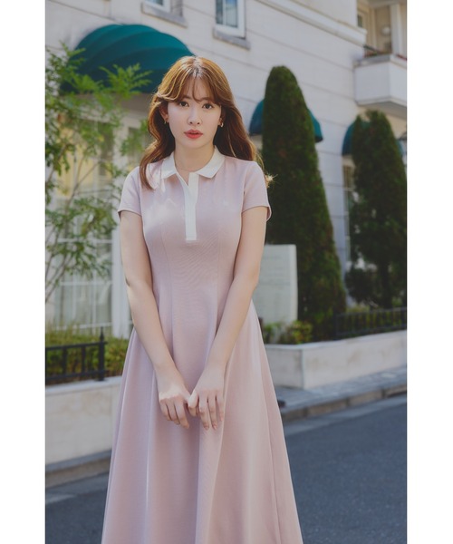 ワンピース herlipto Short Sleeve Polo Mini Dress 9月上旬発送】【black】Short Sleeve Polo Mini Dress