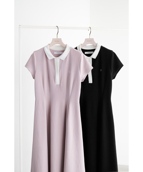 ハーリップトゥ　short sleeve polo mini dress rose】Short Sleeve Polo Mini Dress