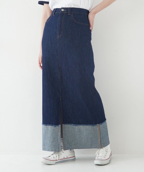 ロールアップデニムロングスカート セール】ロールアップデニムロングスカート-ZOZOMARKET by