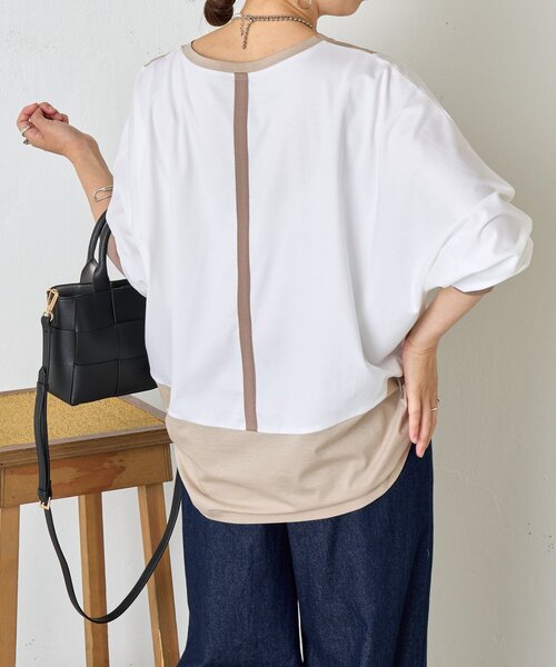 Jena espace merveilleux（ジェナ　エスパスメルヴェイユ）の「配色ドルマンカットソー（Tシャツ/カットソー・レディース・ブラック/カーキ/ベージュ・FREE）」の3枚目の写真