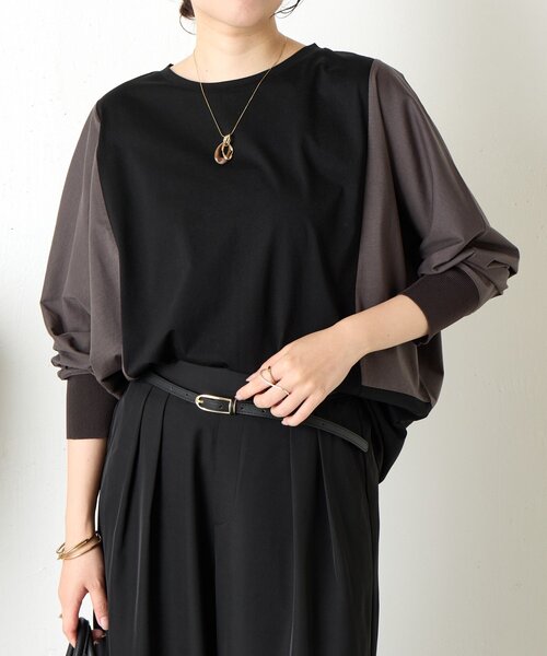 Jena espace merveilleux（ジェナ　エスパスメルヴェイユ）の「配色ドルマンカットソー（Tシャツ/カットソー・レディース・ブラック/カーキ/ベージュ・FREE）」の8枚目の写真