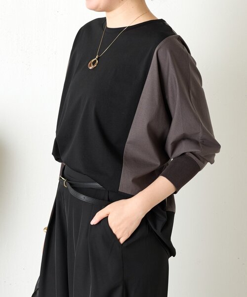 Jena espace merveilleux（ジェナ　エスパスメルヴェイユ）の「配色ドルマンカットソー（Tシャツ/カットソー・レディース・ブラック/カーキ/ベージュ・FREE）」の10枚目の写真