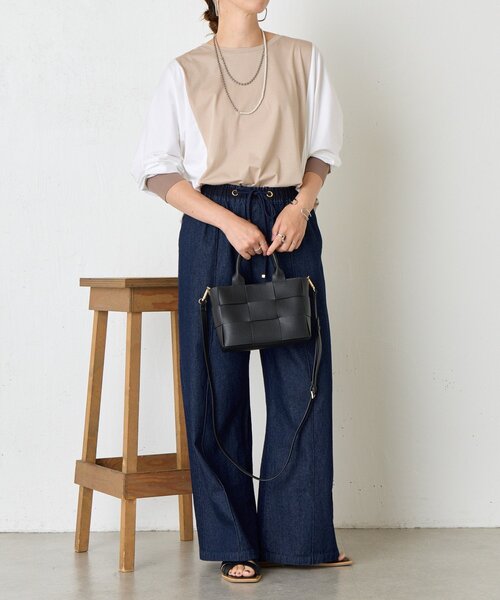 Jena espace merveilleux（ジェナ　エスパスメルヴェイユ）の「配色ドルマンカットソー（Tシャツ/カットソー・レディース・ブラック/カーキ/ベージュ・FREE）」の13枚目の写真