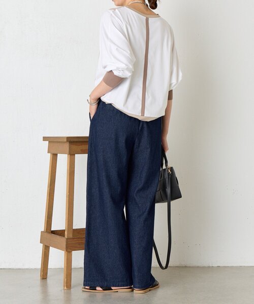 Jena espace merveilleux（ジェナ　エスパスメルヴェイユ）の「配色ドルマンカットソー（Tシャツ/カットソー・レディース・ブラック/カーキ/ベージュ・FREE）」の15枚目の写真