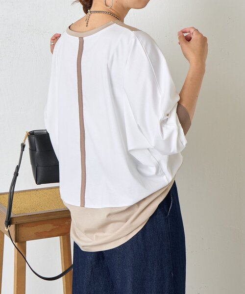 Jena espace merveilleux（ジェナ　エスパスメルヴェイユ）の「配色ドルマンカットソー（Tシャツ/カットソー・レディース・ブラック/カーキ/ベージュ・FREE）」の17枚目の写真