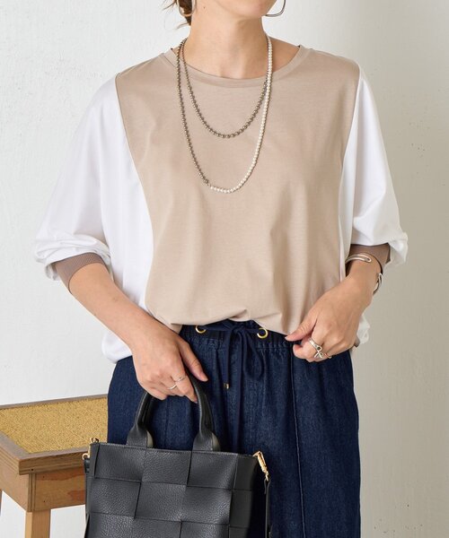 Jena espace merveilleux（ジェナ　エスパスメルヴェイユ）の「配色ドルマンカットソー（Tシャツ/カットソー・レディース・ブラック/カーキ/ベージュ・FREE）」の19枚目の写真