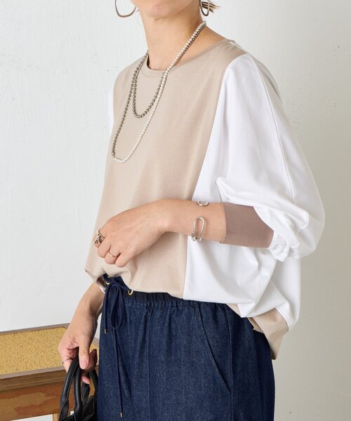 Jena espace merveilleux（ジェナ　エスパスメルヴェイユ）の「配色ドルマンカットソー（Tシャツ/カットソー・レディース・ブラック/カーキ/ベージュ・FREE）」の20枚目の写真