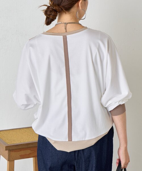 Jena espace merveilleux（ジェナ　エスパスメルヴェイユ）の「配色ドルマンカットソー（Tシャツ/カットソー・レディース・ブラック/カーキ/ベージュ・FREE）」の21枚目の写真