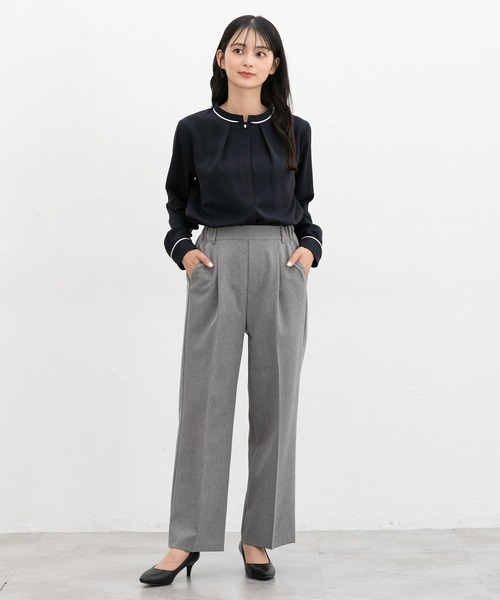 Honeys（ハニーズ）の「配色バンドカラーブラウス（シャツ/ブラウス・レディース・ネイビー/ブルー系/ホワイト系その他/グレー系/ホワイト・L/LL/3L/M/S）」の12枚目の写真