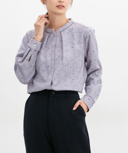 Honeys（ハニーズ）の「配色バンドカラーブラウス（シャツ/ブラウス・レディース・ネイビー/ブルー系/ホワイト系その他/グレー系/ホワイト・L/LL/3L/M/S）」の19枚目の写真