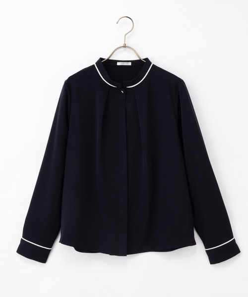 Honeys（ハニーズ）の「配色バンドカラーブラウス（シャツ/ブラウス・レディース・ネイビー/ブルー系/ホワイト系その他/グレー系/ホワイト・L/LL/3L/M/S）」の22枚目の写真