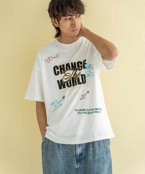 Quash（クアッシュ）の「フロッキー刺繍Tシャツ（Tシャツ/カットソー・メンズ・ネイビー/イエロー/ホワイト・MEDIUM/LARGE）」の13枚目の写真