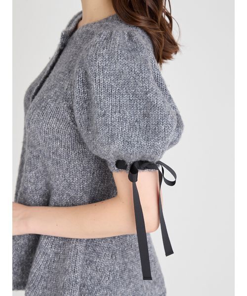 リボンディテールペプラムカーディガン　１回のみ着用 リボンディテールペプラムカーディガン（カーディガン/ボレロ