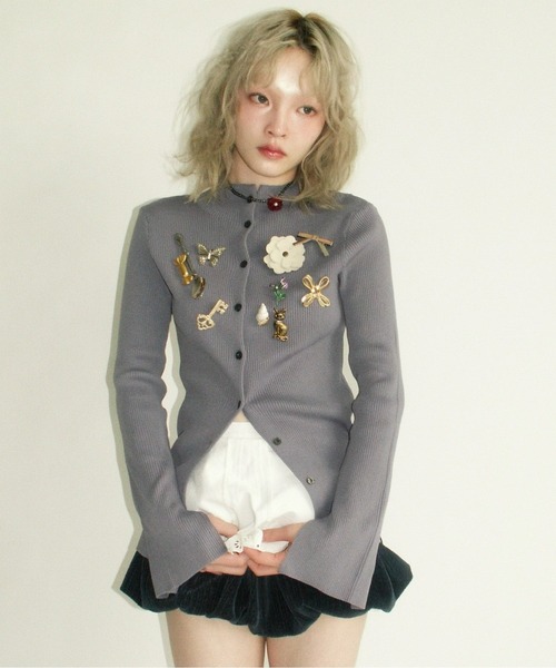 musubore(ムスボレ)の「2way long sleeve plain cardigan / ロングスリーブプレーンカーディガン(カーディガン/ボレロ・レディース・ブラック/パープル/ブルー/ネイビー・FREE)」の1枚目の写真