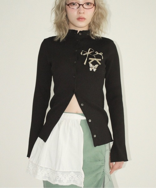 musubore(ムスボレ)の「2way long sleeve plain cardigan / ロングスリーブプレーンカーディガン(カーディガン/ボレロ・レディース・ブラック/パープル/ブルー/ネイビー・FREE)」の2枚目の写真