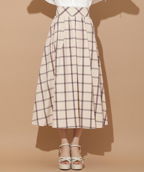 WILLSELECTION(ウィルセレクション)の「チェック柄タックギャザースカート(スカート・レディース・ホワイト/ベージュ・FREE)」の11枚目の写真