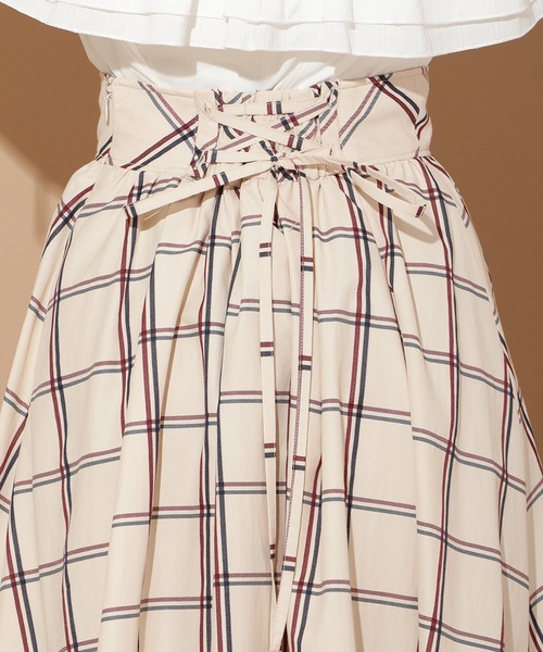 WILLSELECTION(ウィルセレクション)の「チェック柄タックギャザースカート(スカート・レディース・ホワイト/ベージュ・FREE)」の7枚目の写真